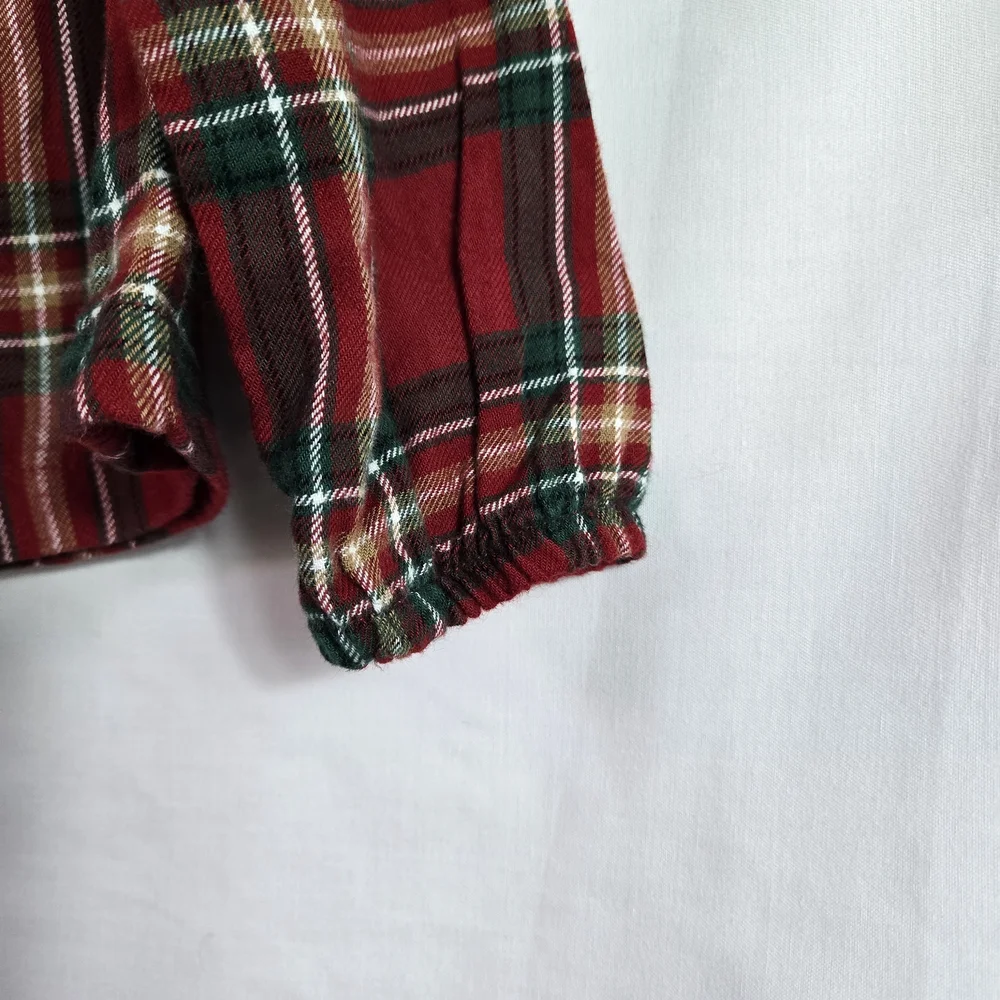 Carters Girl Red Green Ivory Plaid Long Sleeve Ruffle Flannel Holiday Top 2T NWT